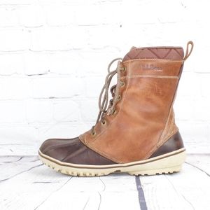 LL Bean Brown Leather Waterproof Ins Winter Boots